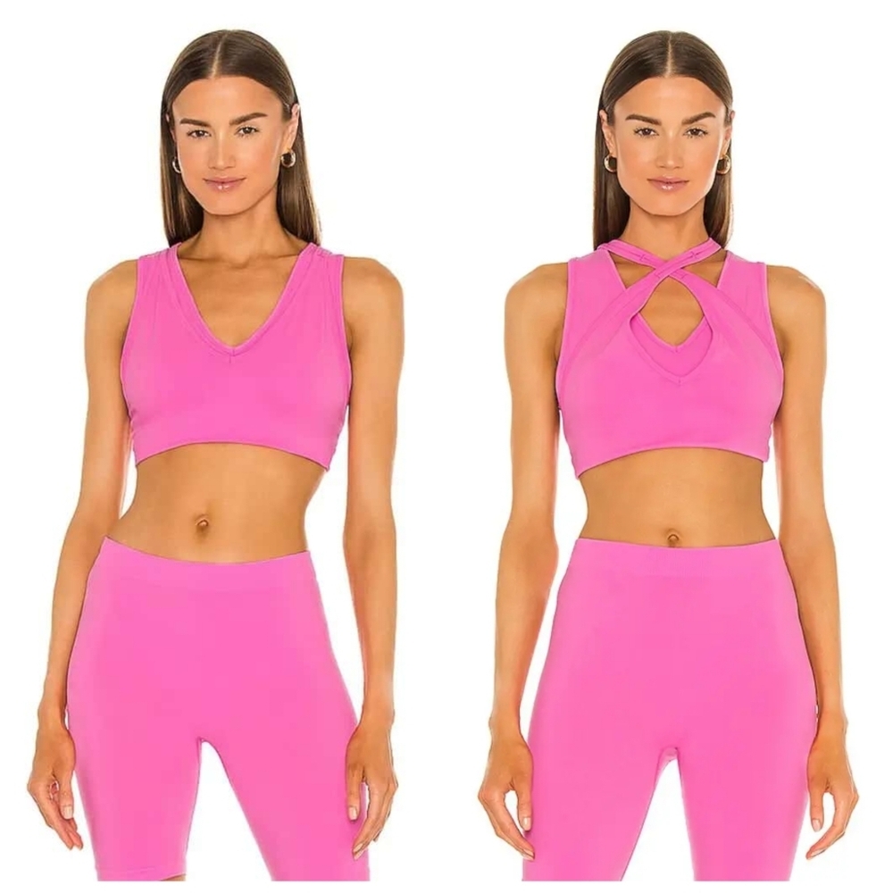 Helmut Lang Double Bra Top Pink Disco XS/S NWT New